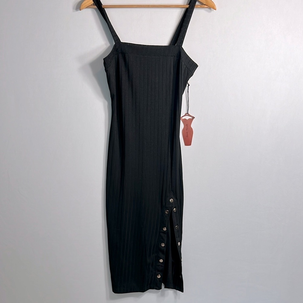 Haute Monde Black Knit Sleeveless dress with front slit size S NWT